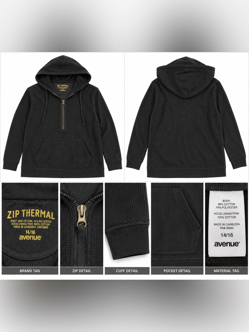 Avenue Women’s Zip Thermal Hoodie - Plus Size